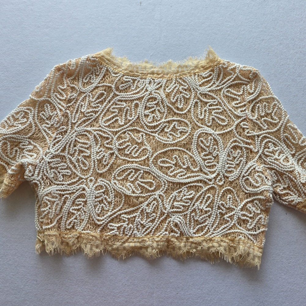 Luxxel Beige Peach and White Embroidered Crop Top - Picture 9 of 9